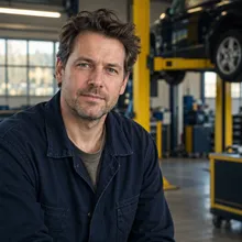 Gegenereerde redactionele portretillustratie van Jan Vermeer, redacteur bij Auto Jan.